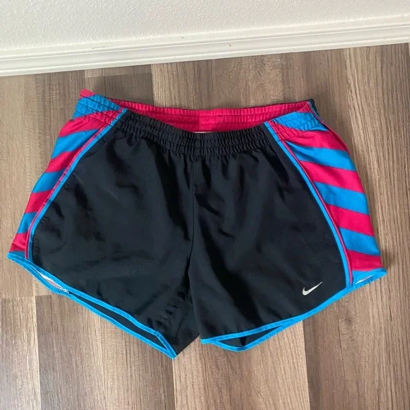 Nike Women's Black and Pink Athletic Shorts - Picture 1 of 12